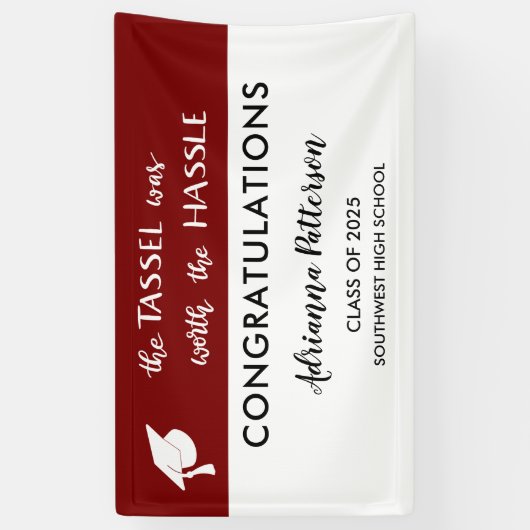 Afstuderen kastanjebruin | De tasel was het gedoe  Spandoek (Verticaal)