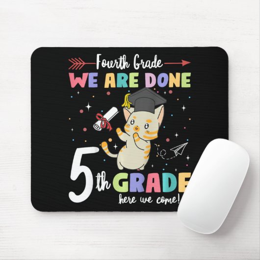 Afstuderen kat 4e klas we zijn klaar 5e klas haar muismat (Met muis)