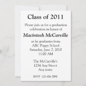 Afstuderen Kat Blue Invite Kaart (Achterkant)