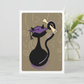 Afstuderen Kat Paarse uitnodiging (Staand voorkant)