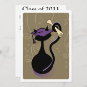 Afstuderen Kat Paarse uitnodiging (Voorkant / Achterkant)