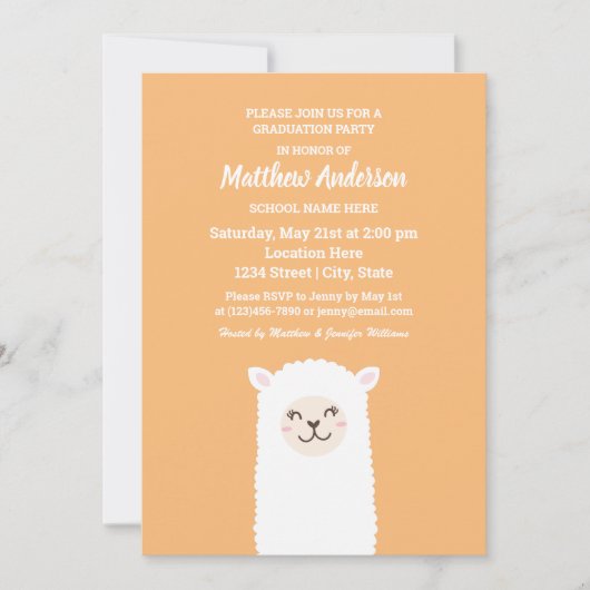 Afstuderen Kawaii Alpaca Kaart (Voorkant)