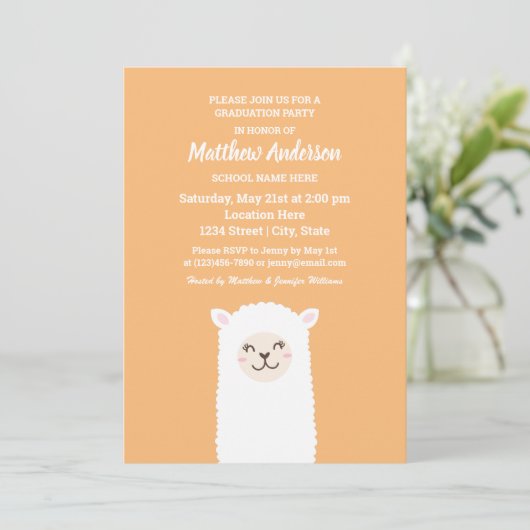 Afstuderen Kawaii Alpaca Kaart (Staand voorkant)