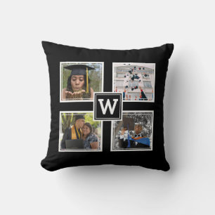 Afstuderen Keepomwille Custom Monogram Black Kussen