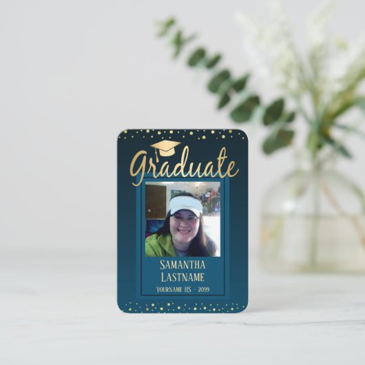 Afstuderen Keepomwille Guest Card Eén foto Visitekaartje (Staand voorkant)