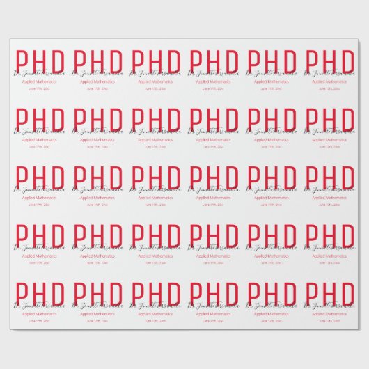 Afstuderen Keepomwille Red Black Name Degree PhD Cadeaupapier (Vlak)