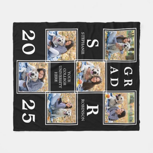 Afstuderen Keepsak Aangepaste unieke fotocollage Fleece Deken (Voorkant (Horizontaal))
