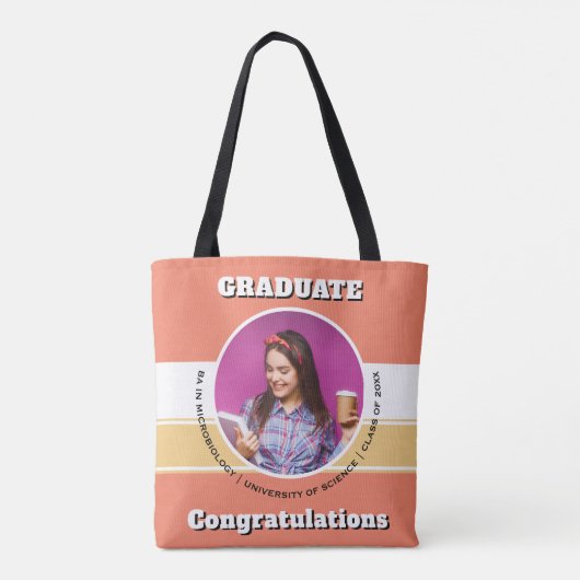 Afstuderen KeepSake Aangepaste foto's Gefeliciteer Tote Bag (Achterkant)