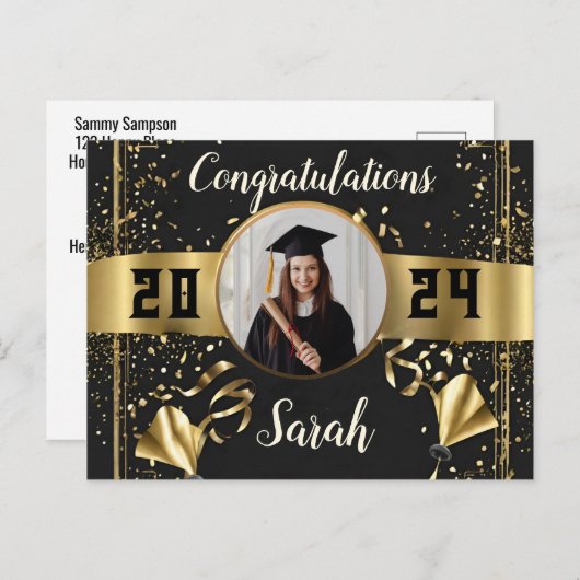 Afstuderen Keepsake briefkaarten klasse van 2024 (Voorkant / Achterkant)