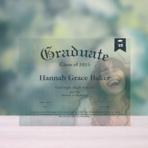 Afstuderen Keepsake Diploma Acryl Bord