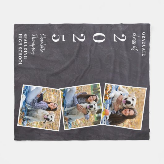 Afstuderen Keepsake Fotocollage Fleece Deken (Voorkant (Horizontaal))