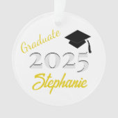 Afstuderen Keepsake in geel Ornament (voorkant)