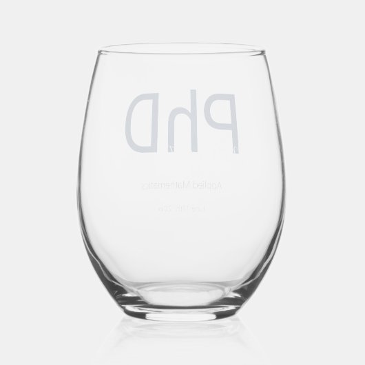 Afstuderen Keepsake naam PhD Afstuderen Wijnglas Zonder Voet (Achterkant)