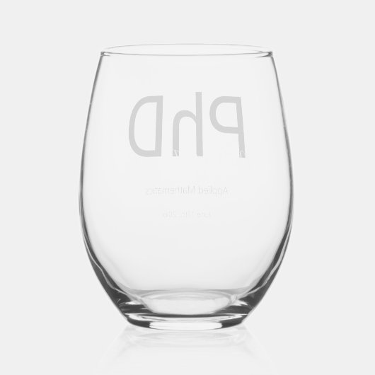 Afstuderen Keepsake naam PhD Afstuderen Wijnglas Zonder Voet (Achterkant)