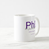 Afstuderen Keepsake Zwart Paarse naam PhD Afstuder Koffiemok (Voorkant rechts)