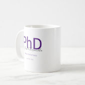Afstuderen Keepsake Zwart Paarse naam PhD Afstuder Koffiemok (Voorkant links)