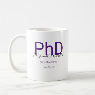 Afstuderen Keepsake Zwart Paarse naam PhD Afstuder Koffiemok