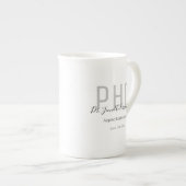 Afstuderen Kepomwille Black Gray Name Degree PhD Porselein Kop (Voorkant rechts)