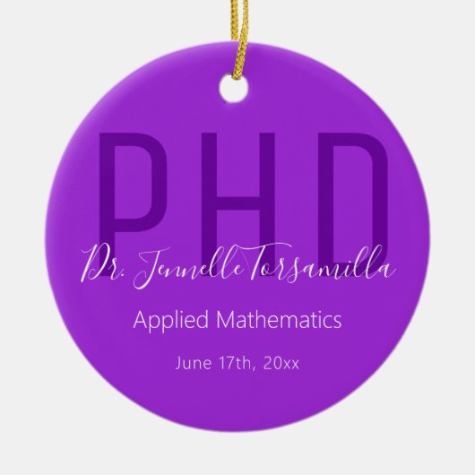 Afstuderen Kepomwille Paars White Name Degree PhD Keramisch Ornament (Voorkant)