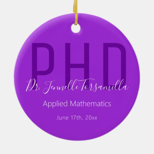 Afstuderen Kepomwille Paars White Name Degree PhD Keramisch Ornament (Achterkant)