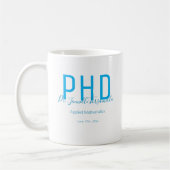 Afstuderen Kepomwille White Blue Name Degree PhD Koffiemok (Links)