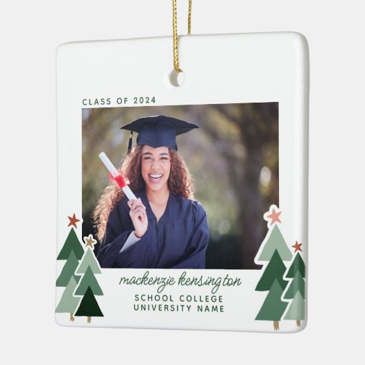 Afstuderen Kerstmis Rustic Trees Foto Keepomwille Keramisch Ornament (Links)