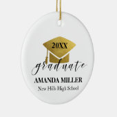 Afstuderen kerstsiergoud pet keramisch ornament (Rechts)