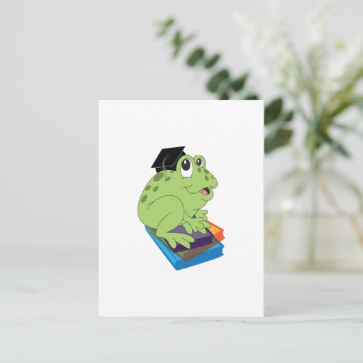 Afstuderen kikker aankondigingskaart (Staand voorkant)