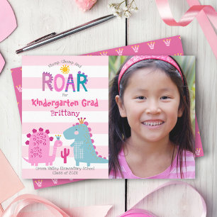 Afstuderen Kindergarten Foto Dinosaurussen Meisje  Aankondiging