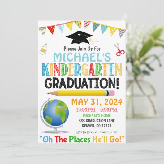 Afstuderen Kindergarten Kaart (Staand voorkant)