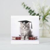 Afstuderen Kitten Feestdagenkaart (Staand voorkant)