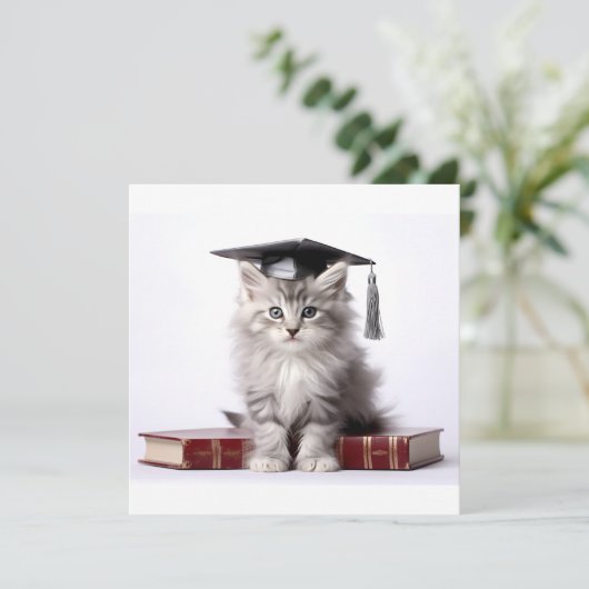 Afstuderen Kitten Feestdagenkaart (Staand voorkant)