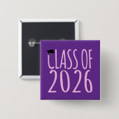 Afstuderen klas 2026 vierkante button 5,1 cm (Voorkant /achterkant)