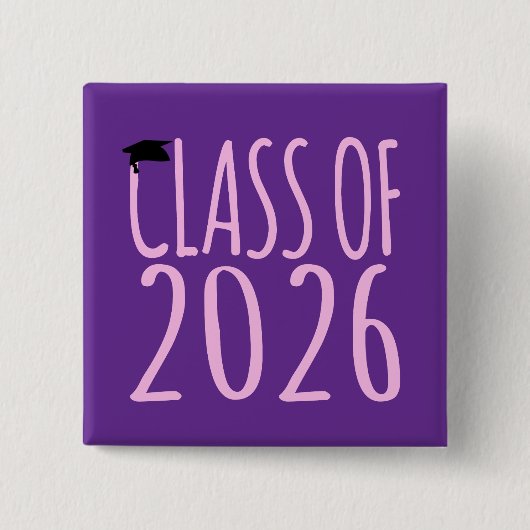 Afstuderen klas 2026 vierkante button 5,1 cm (Voorkant)