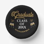 Afstuderen klas Congrats Goud Zwart Personaliseren Papieren Kommen (Voorkant)