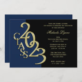 Afstuderen Klas van 2023 Blauw en Goud Kaart (Voorkant / Achterkant)