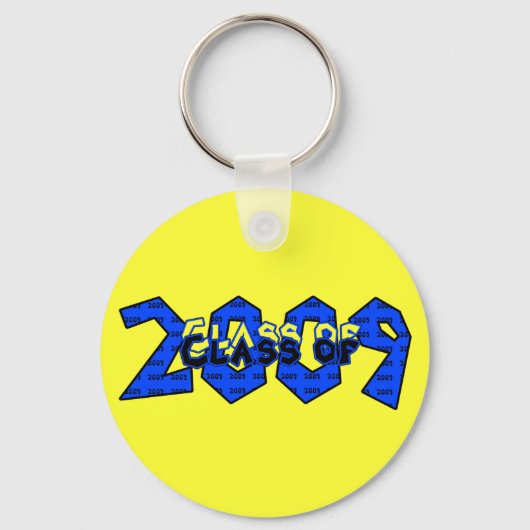 Afstuderen Klasse 2009 Blauw en geel Sleutelhanger (Voorkant)