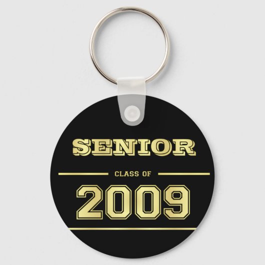 Afstuderen klasse 2009 Key Ring - Black en Gold Sleutelhanger (Voorkant)