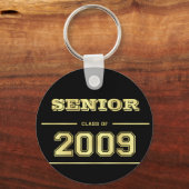 Afstuderen klasse 2009 Key Ring - Black en Gold Sleutelhanger (Voorkant)