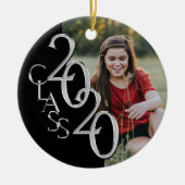 Afstuderen Klasse 2020 Foto zwart, zilver Keramisch Ornament (Voorkant)