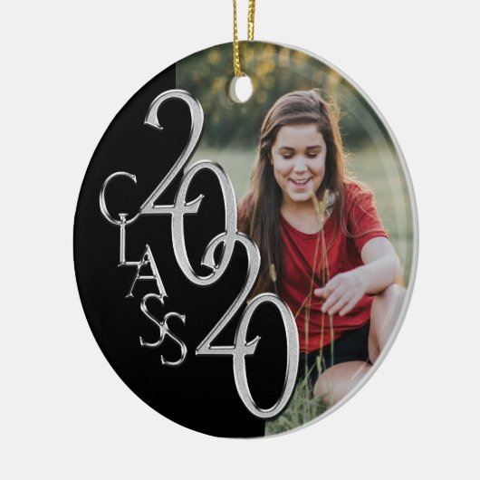 Afstuderen Klasse 2020 Foto zwart, zilver Keramisch Ornament (Links)