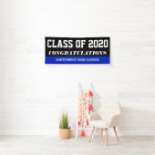 Afstuderen Klasse 2020 Gefeliciteerd Blauw Spandoek (Insitu)