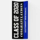 Afstuderen Klasse 2020 Gefeliciteerd Blauw Spandoek (Verticaal)