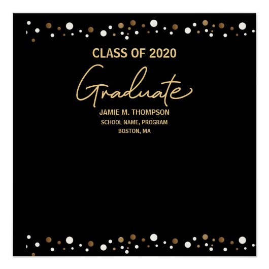 Afstuderen klasse 2020 Gold/zwart elegant Perfect Poster (Voorkant)
