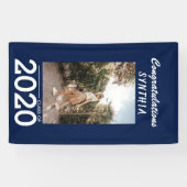 Afstuderen klasse 2020 | Navy Blue Photo Yard Sign Spandoek (Horizontaal)