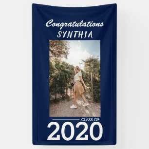 Afstuderen klasse 2020   Navy Blue Photo Yard Sign Spandoek