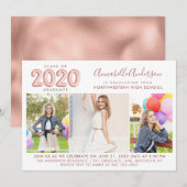 Afstuderen Klasse 2020 Roos Gold Ballon Afstuderen Kaart (Voorkant / Achterkant)