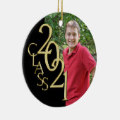 Afstuderen Klasse 2021 Foto zwart met Gold Keramisch Ornament (Rechts)