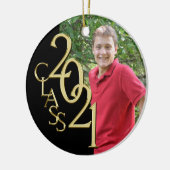 Afstuderen Klasse 2021 Foto zwart met Gold Keramisch Ornament (Links)