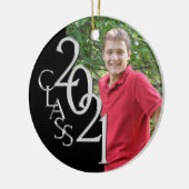 Afstuderen Klasse 2021 Foto zwart met zilver Keramisch Ornament (Links)